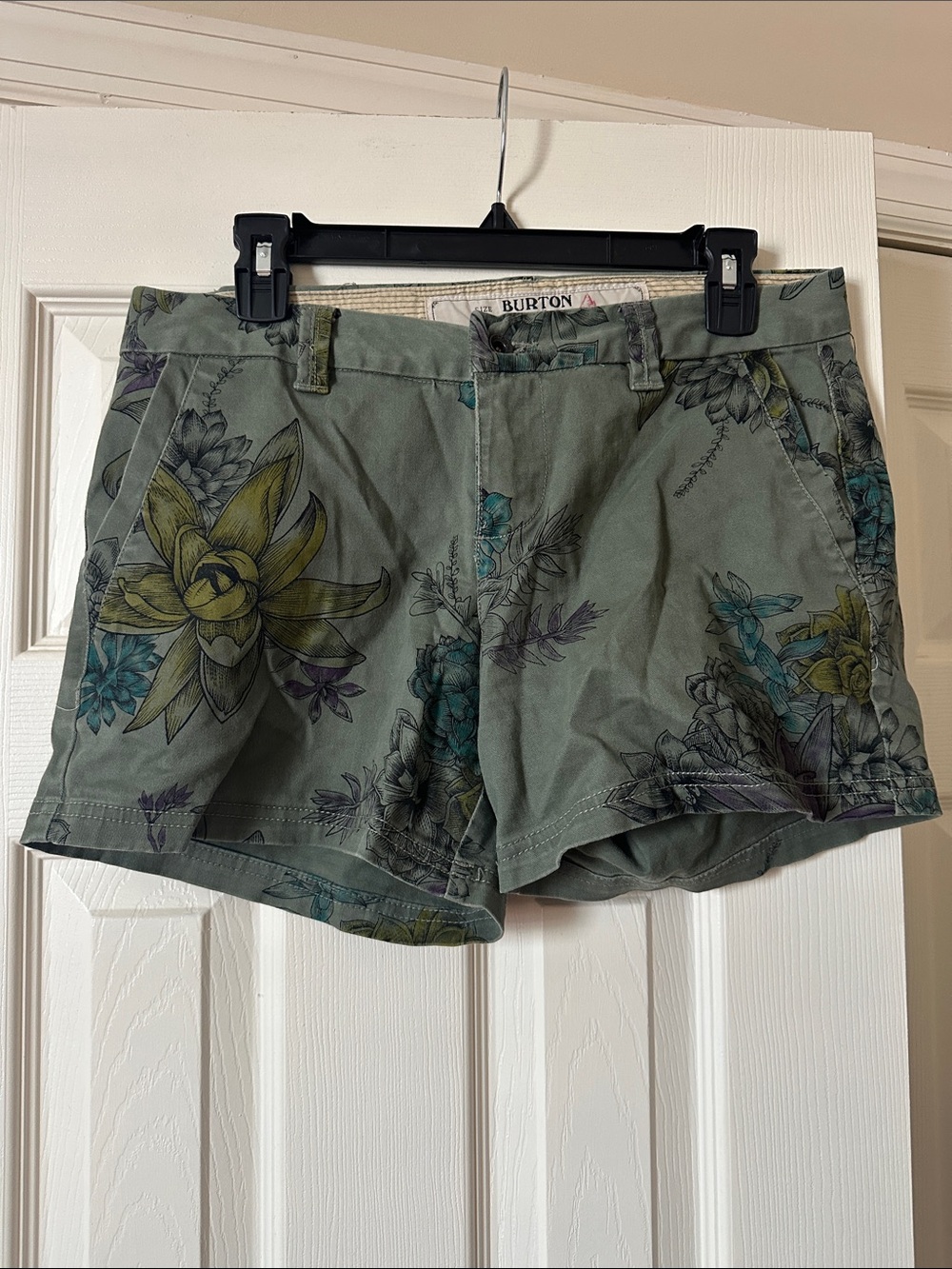 Burton Olive Green Floral Bermuda Shorts
